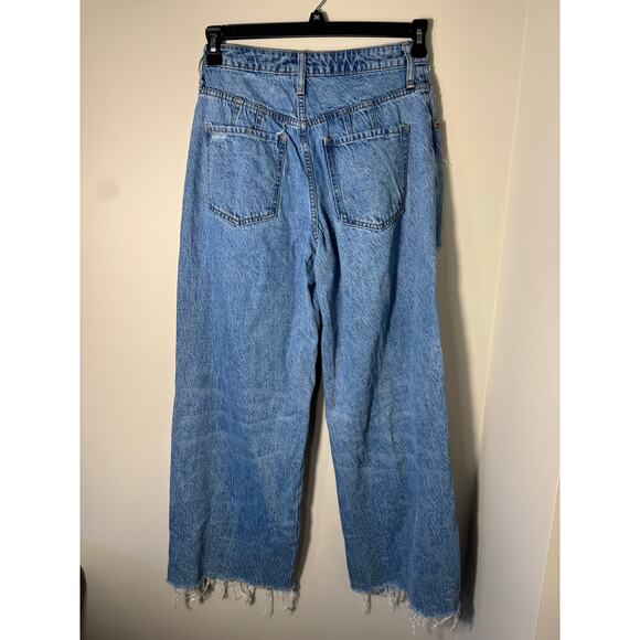 Free People We The Free High Rise Curvy Wide Leg Baggy Distressed Jeans 26 - Picture 3 of 5